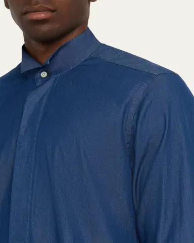 Kiton Men's Chambray Tuxedo Shirt | Thumbnail 5