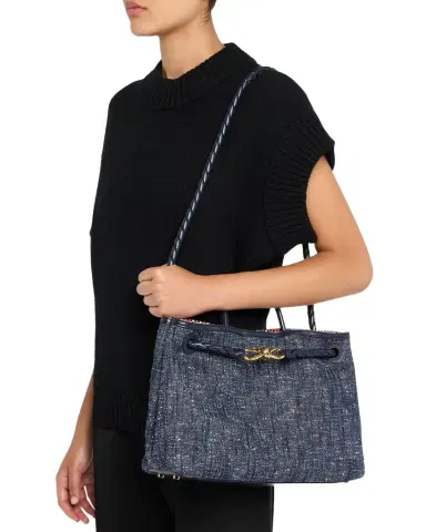 Bottega Veneta Andiamo Medium Boucle Denim Tote Bag | Thumbnail 1 Bottega Veneta Andiamo Medium Boucle Denim Tote Bag | Thumbnail 1