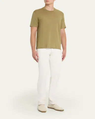 Orlebar Brown Men's Easy-Fit Stretch Linen Crewneck T-Shirt | Thumbnail 2