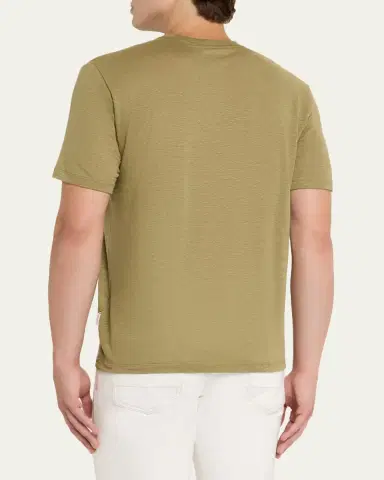 Orlebar Brown Men's Easy-Fit Stretch Linen Crewneck T-Shirt | Thumbnail 3
