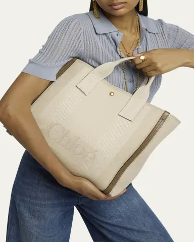 Chloé Large Carry Tote Bag in Jacquard Canvas | Thumbnail 7 Chloé Large Carry Tote Bag in Jacquard Canvas | Thumbnail 7