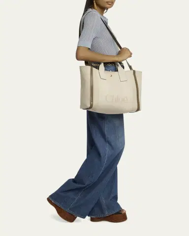 Chloé Large Carry Tote Bag in Jacquard Canvas | Thumbnail 10 Chloé Large Carry Tote Bag in Jacquard Canvas | Thumbnail 10