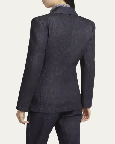 Giorgio Armani Cotton-Cashmere Denim Double-Breasted Blazer | Thumbnail 3 Giorgio Armani Cotton-Cashmere Denim Double-Breasted Blazer | Thumbnail 3