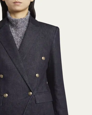 Giorgio Armani Cotton-Cashmere Denim Double-Breasted Blazer | Thumbnail 5 Giorgio Armani Cotton-Cashmere Denim Double-Breasted Blazer | Thumbnail 5