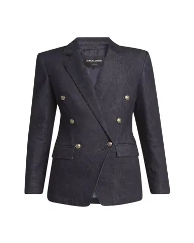 Giorgio Armani Cotton-Cashmere Denim Double-Breasted Blazer | Thumbnail 1 Giorgio Armani Cotton-Cashmere Denim Double-Breasted Blazer | Thumbnail 1