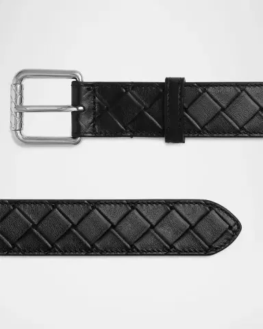 Bottega Veneta Men's Intrecciato Stamp Leather Belt | Thumbnail 4 Bottega Veneta Men's Intrecciato Stamp Leather Belt | Thumbnail 4