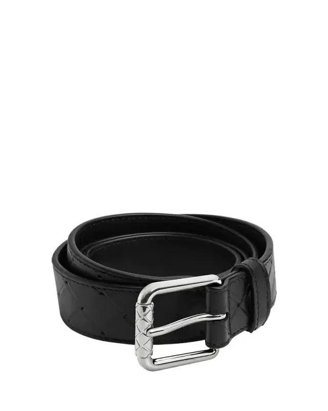 Bottega Veneta Men's Intrecciato Stamp Leather Belt