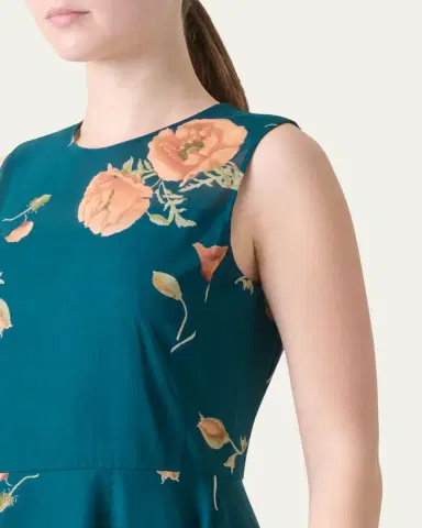 Akris Anemone Print Belted Fit-and-Flare Voile Dress | Thumbnail 5 Akris Anemone Print Belted Fit-and-Flare Voile Dress | Thumbnail 5