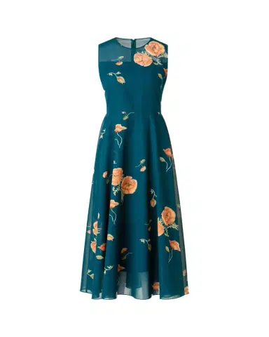 Akris Anemone Print Belted Fit-and-Flare Voile Dress | Thumbnail 1 Akris Anemone Print Belted Fit-and-Flare Voile Dress | Thumbnail 1