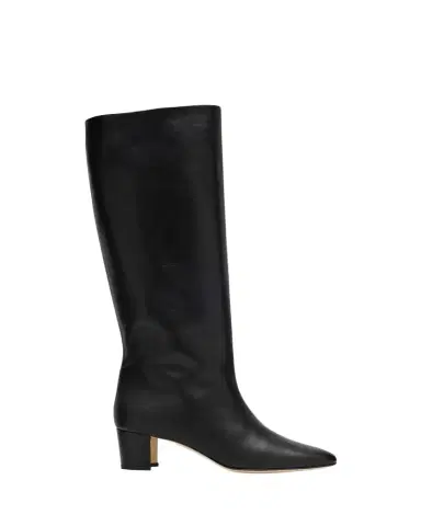 Manolo Blahnik Myra Leather Kitten Heel Boots | Thumbnail 1