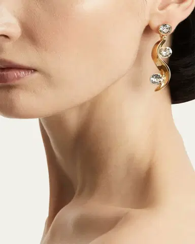 Oscar de la Renta Crystal Wave Drop Earrings | Thumbnail 2