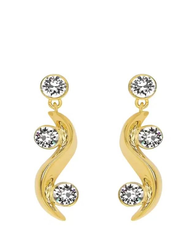Oscar de la Renta Crystal Wave Drop Earrings