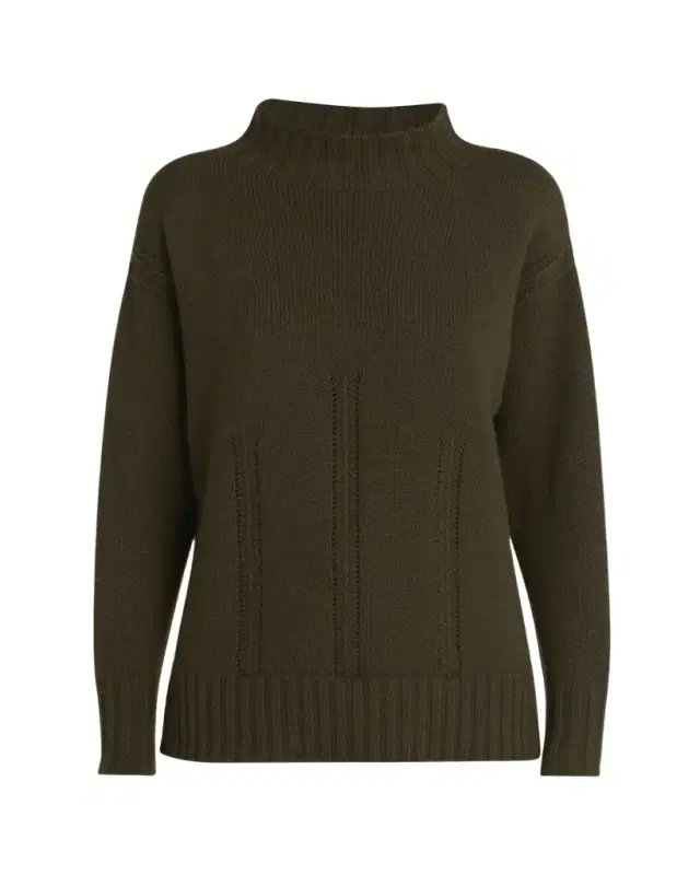 Mock-Neck Wool-Cotton Sweater