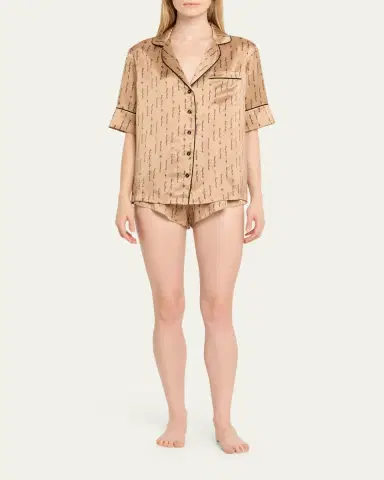 Kiki De Montparnasse Script-Print Silk Lounge Top | Thumbnail 2 Kiki De Montparnasse Script-Print Silk Lounge Top | Thumbnail 2