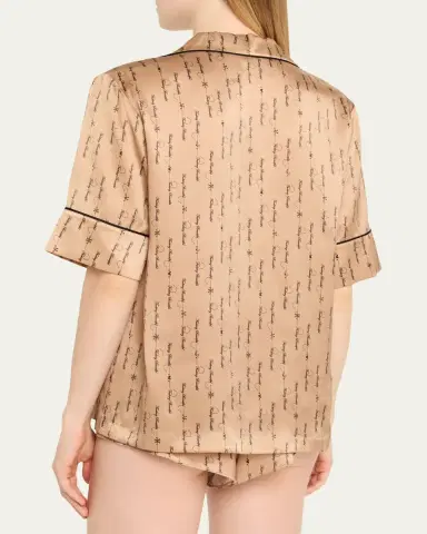 Kiki De Montparnasse Script-Print Silk Lounge Top | Thumbnail 3 Kiki De Montparnasse Script-Print Silk Lounge Top | Thumbnail 3