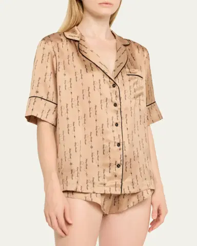 Kiki De Montparnasse Script-Print Silk Lounge Top | Thumbnail 4 Kiki De Montparnasse Script-Print Silk Lounge Top | Thumbnail 4
