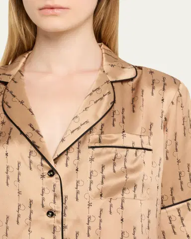 Kiki De Montparnasse Script-Print Silk Lounge Top | Thumbnail 5 Kiki De Montparnasse Script-Print Silk Lounge Top | Thumbnail 5