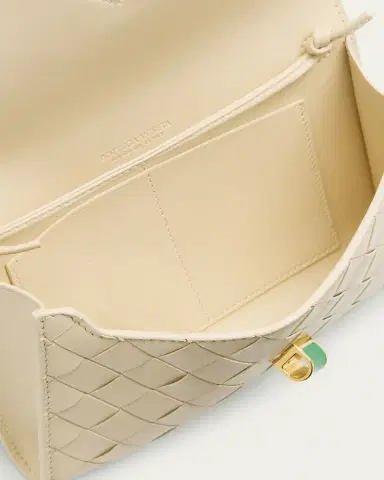 Bottega Veneta Andiamo Leather Pouch Bag with Enamel Daisy Flower | Thumbnail 4