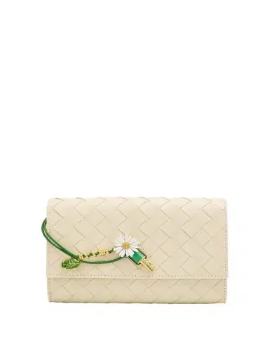 Bottega Veneta Andiamo Leather Pouch Bag with Enamel Daisy Flower | Thumbnail 1