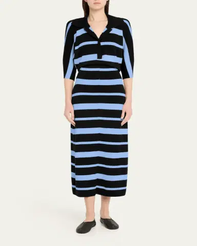 Proenza Schouler Solana Polo Stripe Superfine Merino Wool Dress | Thumbnail 4