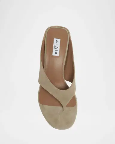 Alaïa Suede Wedge Thong Sandals | Thumbnail 10