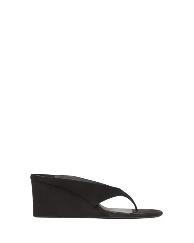 Suede Wedge Thong Sandals