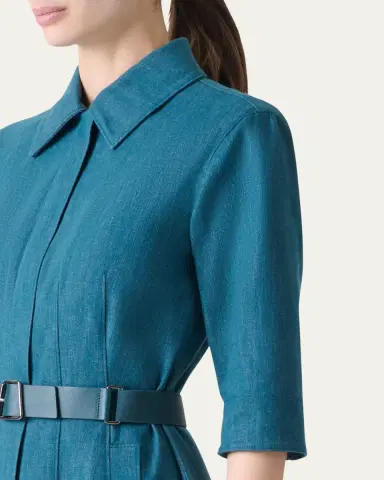 Akris Belted Cotton Denim Stretch Midi Dress | Thumbnail 5