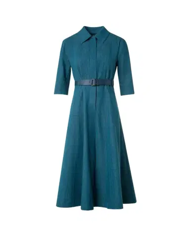Akris Belted Cotton Denim Stretch Midi Dress | Thumbnail 1