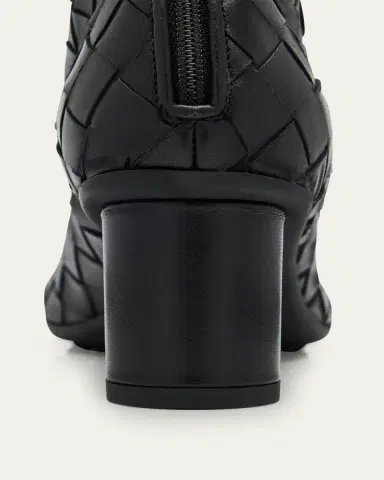 Bottega Veneta Atomic Woven Leather Cylinder-Heel Booties | Thumbnail 5