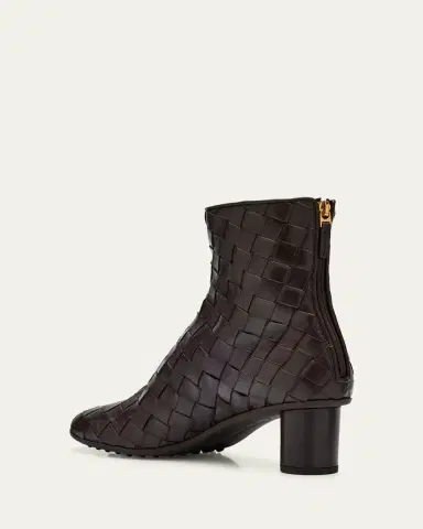 Bottega Veneta Atomic Woven Leather Cylinder-Heel Booties | Thumbnail 8
