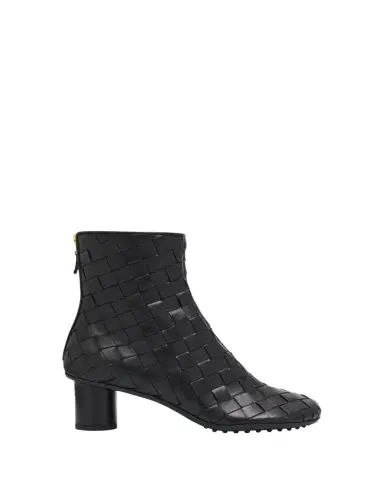 Bottega Veneta Atomic Woven Leather Cylinder-Heel Booties | Thumbnail 1