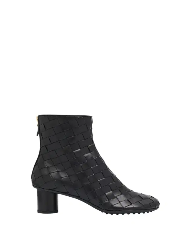 Bottega Veneta Atomic Woven Leather Cylinder-Heel Booties