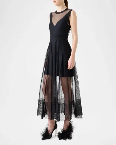 Akris Techno Tulle Fit-&-Flare Gown | Thumbnail 3 Akris Techno Tulle Fit-&-Flare Gown | Thumbnail 3