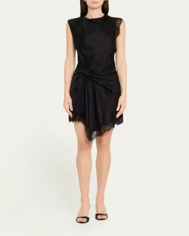 A.L.C. Dion Draped Lace-Trim Satin Mini Dress | Thumbnail 2