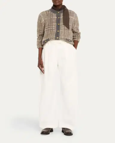 Brunello Cucinelli Pleated Cotton Barrel-Leg Tailored Pants | Thumbnail 2 Brunello Cucinelli Pleated Cotton Barrel-Leg Tailored Pants | Thumbnail 2
