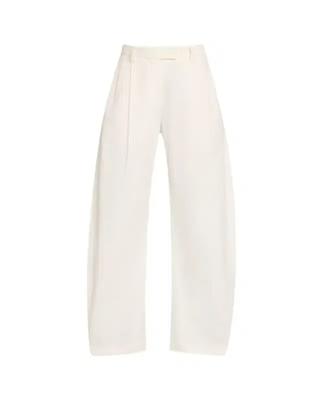 Pleated Cotton Barrel-Leg Tailored Pants