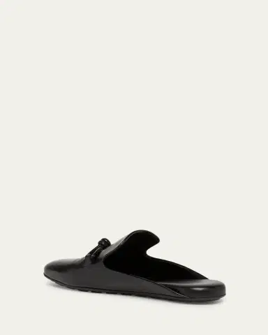 Bottega Veneta Men's Roma Shiny Leather Knot Mules | Thumbnail 4