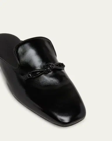 Bottega Veneta Men's Roma Shiny Leather Knot Mules | Thumbnail 5