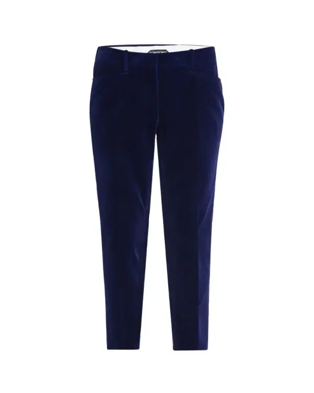 Velvet Slim-Leg Ankle Cigarette Trousers