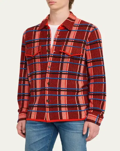 Guest In Residence Men's Windowpane Cashmere Work Shirt | Thumbnail 12