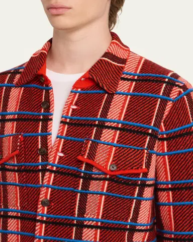 Guest In Residence Men's Windowpane Cashmere Work Shirt | Thumbnail 13