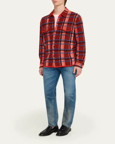 Guest In Residence Men's Windowpane Cashmere Work Shirt | Thumbnail 10