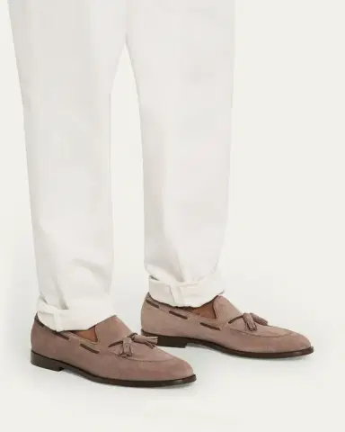 Brunello Cucinelli Men's Suede Tassel Loafers | Thumbnail 2