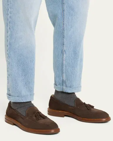 Brunello Cucinelli Men's Suede Tassel Loafers | Thumbnail 5