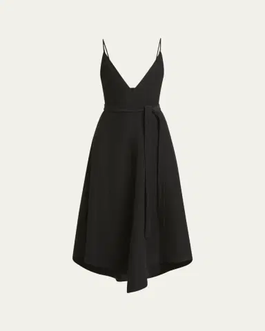 Proenza Schouler Elaine Plunging Belted Linen-Blend Midi Dress | Thumbnail 5 Proenza Schouler Elaine Plunging Belted Linen-Blend Midi Dress | Thumbnail 5