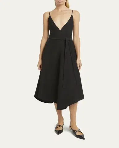 Proenza Schouler Elaine Plunging Belted Linen-Blend Midi Dress | Thumbnail 6 Proenza Schouler Elaine Plunging Belted Linen-Blend Midi Dress | Thumbnail 6