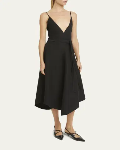 Proenza Schouler Elaine Plunging Belted Linen-Blend Midi Dress | Thumbnail 7 Proenza Schouler Elaine Plunging Belted Linen-Blend Midi Dress | Thumbnail 7