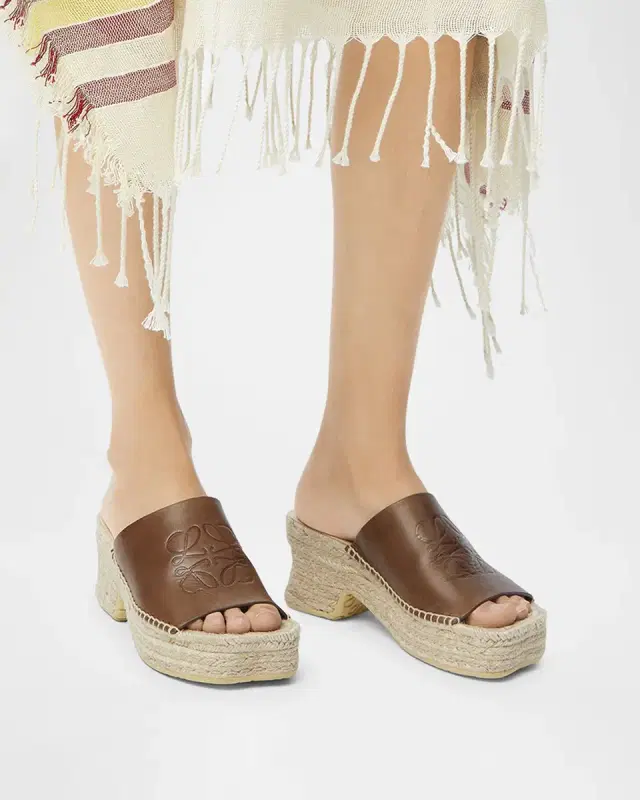 Petal Leather Espadrille Platform Sandals