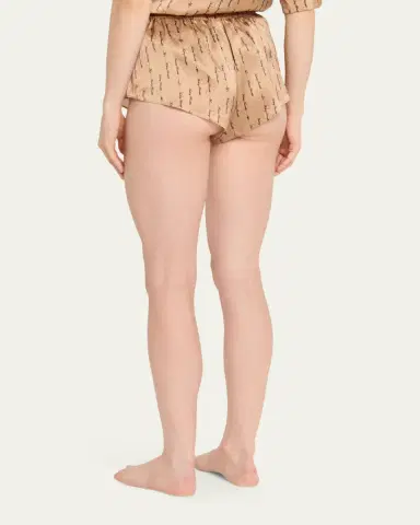 Kiki de Montparnasse Script-Print Silk Lounge Tap Shorts | Thumbnail 3