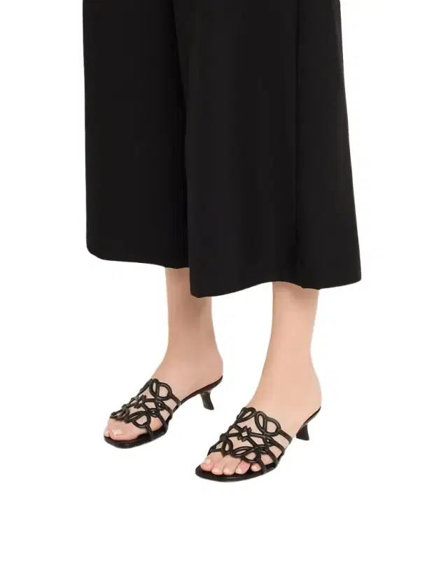 x Paula 's Ibiza Petal Anagram Leather Caged Mule Sandals